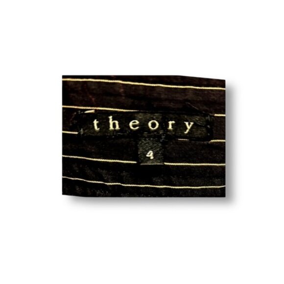 Theory 4 Black White Pinstripe Pleated A-Line Skirt Office Career Academia - Picture 6 of 8